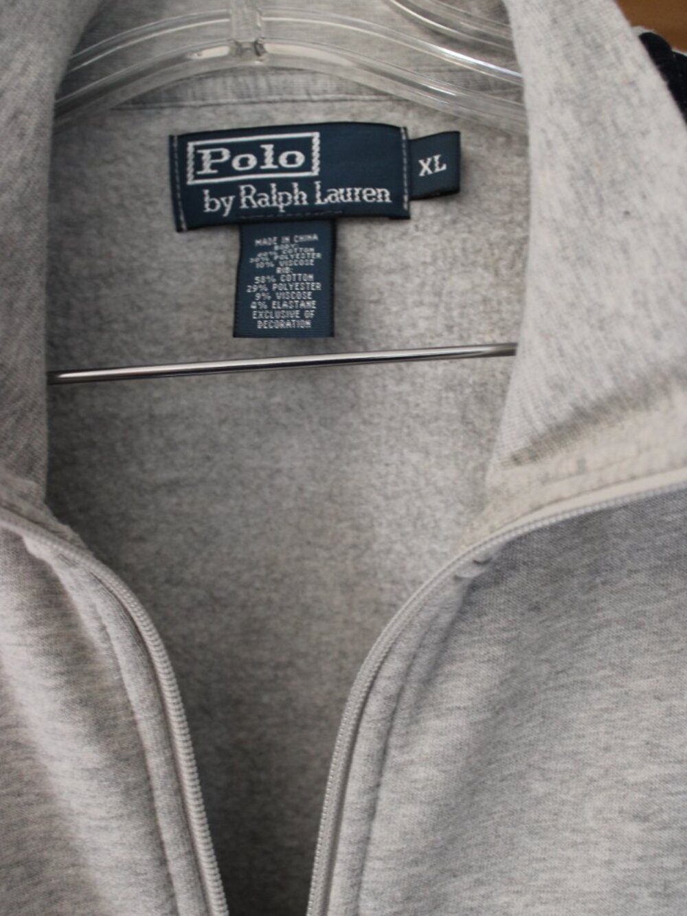 Ralph Lauren Men Sport Jacket Gray Navy SZ XL Zip up & Pockets Fleece Lining - Picture 4 of 8
